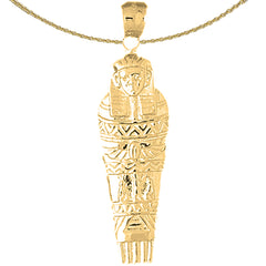Colgante de momia de plata de ley (bañado en rodio o oro amarillo)