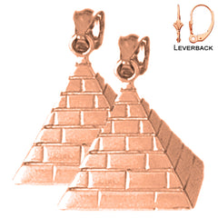 14K or 18K Gold 23mm 3D Pyramid Earrings