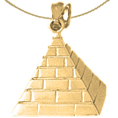 Sterling Silver 3D Pyramid Pendant (Rhodium or Yellow Gold-plated)