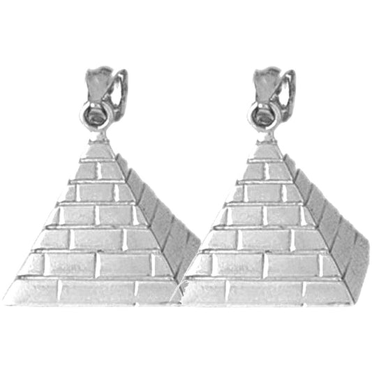 Sterling Silver 23mm 3D Pyramid Earrings