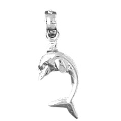 Sterling Silver Dolphin With Coral Pendant
