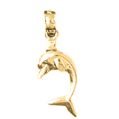 Yellow Gold-plated Silver Dolphin With Coral Pendant