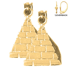 Sterling Silver 17mm Pyramid Earrings (White or Yellow Gold Plated)