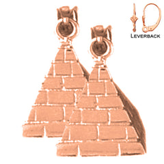 14K or 18K Gold 17mm Pyramid Earrings