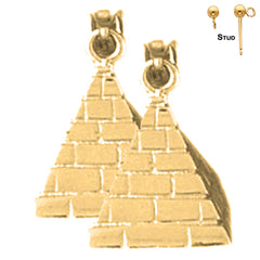 Sterling Silver 17mm Pyramid Earrings (White or Yellow Gold Plated)