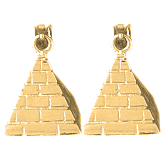 Yellow Gold-plated Silver 17mm Pyramid Earrings