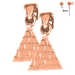 14K or 18K Gold 12mm Pyramid Earrings