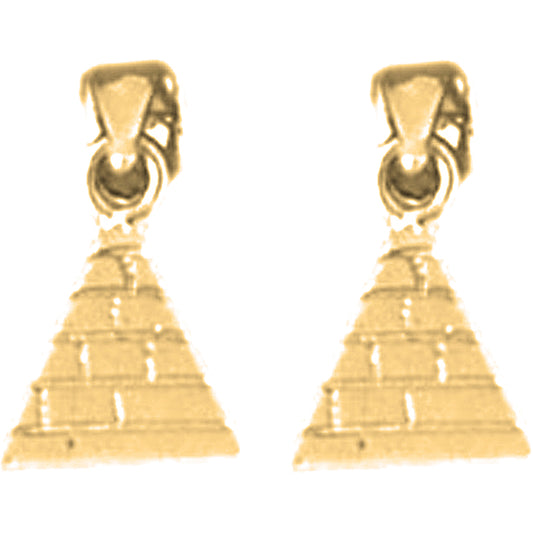 Yellow Gold-plated Silver 12mm Pyramid Earrings