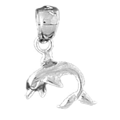 Sterling Silver Dolphin Riding Wave Pendant