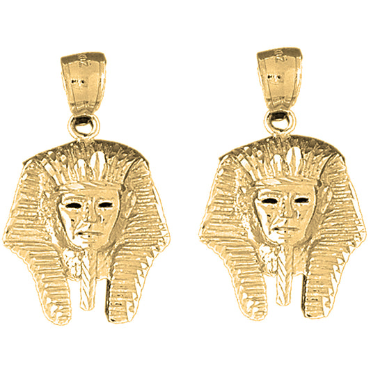 Yellow Gold-plated Silver 32mm King Tut Earrings