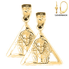 Sterling Silver 19mm King Tut Earrings (White or Yellow Gold Plated)