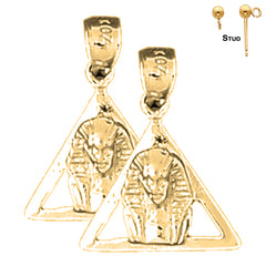 Sterling Silver 19mm King Tut Earrings (White or Yellow Gold Plated)