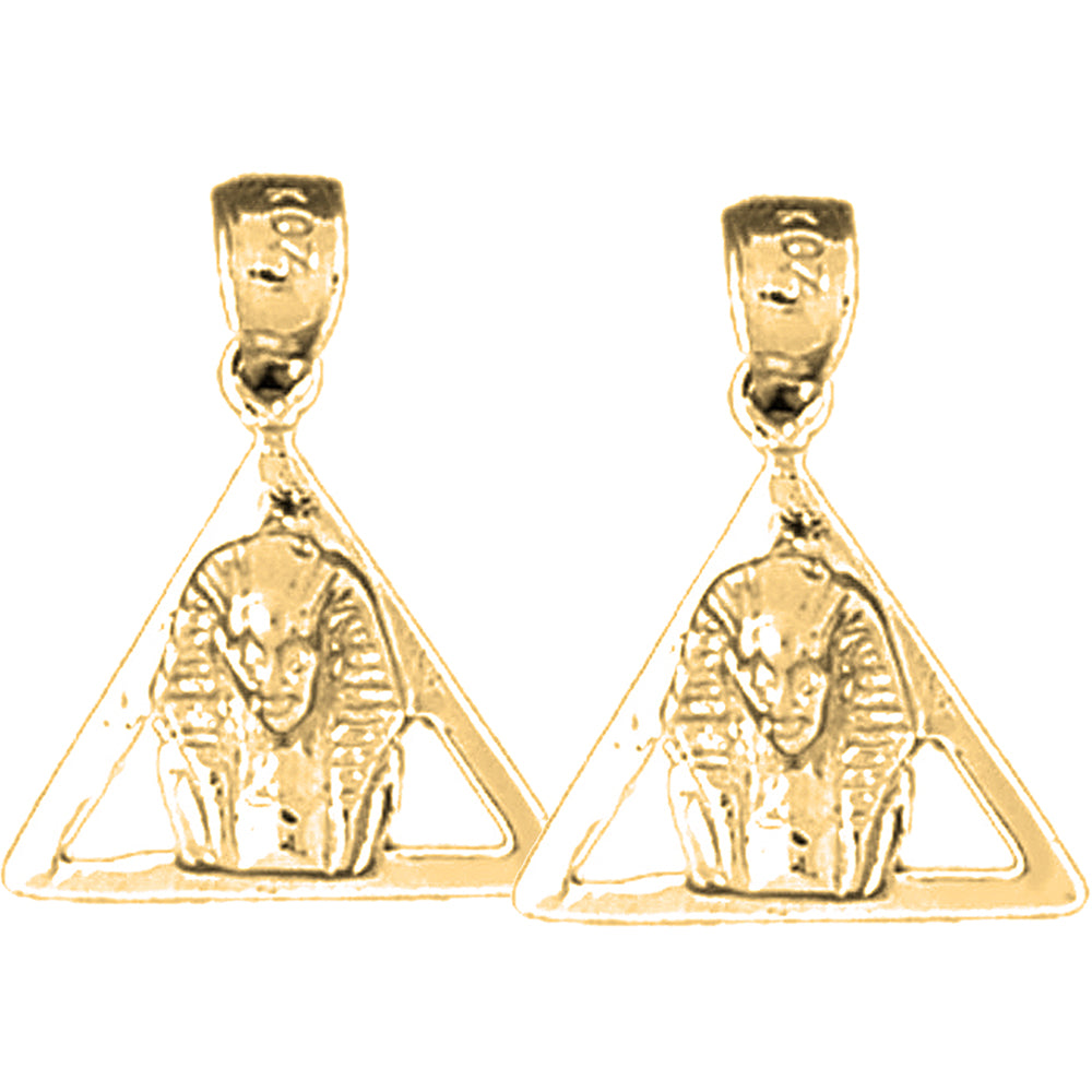 Yellow Gold-plated Silver 19mm King Tut Earrings
