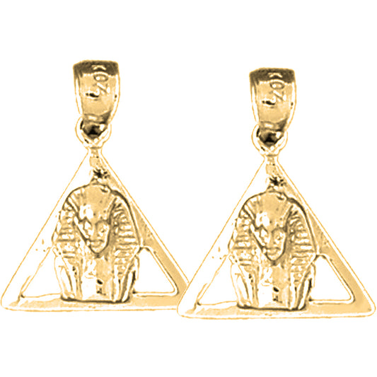 Yellow Gold-plated Silver 19mm King Tut Earrings