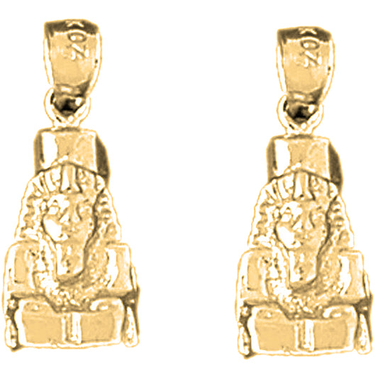 Yellow Gold-plated Silver 20mm King Tut Earrings