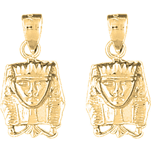 Yellow Gold-plated Silver 23mm King Tut Earrings