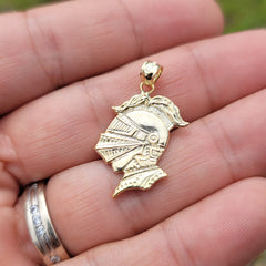 Sterling Silver Knight Pendant (Rhodium or Yellow Gold-plated)