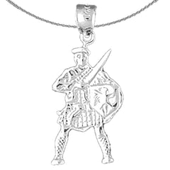 Sterling Silver Roman Soldier Pendant (Rhodium or Yellow Gold-plated)