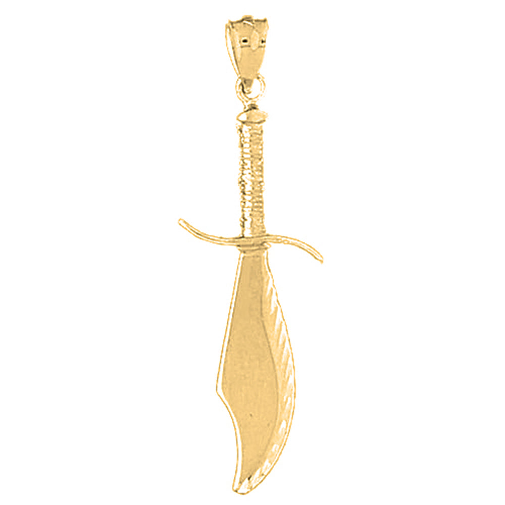 Yellow Gold-plated Silver 3D Sword Pendant