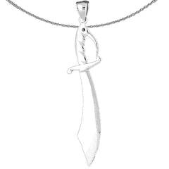 Sterling Silver Sword Pendant (Rhodium or Yellow Gold-plated)