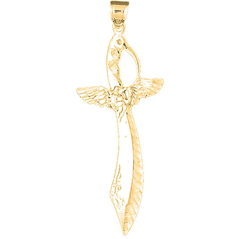 Yellow Gold-plated Silver Sword Pendant
