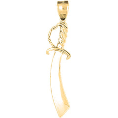 Yellow Gold-plated Silver Sword Pendant