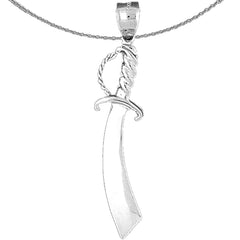 Sterling Silver Sword Pendant (Rhodium or Yellow Gold-plated)