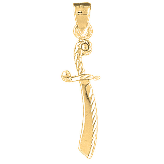 14K or 18K Gold 3D Sword Pendant