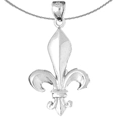 Sterling Silver Fleur De Lis Pendant (Rhodium or Yellow Gold-plated)