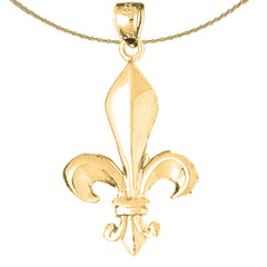 Sterling Silver Fleur De Lis Pendant (Rhodium or Yellow Gold-plated)