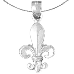 Sterling Silver Fleur De Lis Pendant (Rhodium or Yellow Gold-plated)
