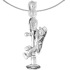 Sterling Silver Man On Light Post Pendant (Rhodium or Yellow Gold-plated)