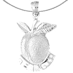 Sterling Silver Georgia Peach Pendant (Rhodium or Yellow Gold-plated)