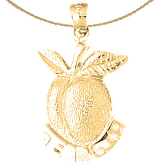 Sterling Silver Georgia Peach Pendant (Rhodium or Yellow Gold-plated)