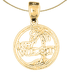 Sterling Silver Key West Pendant (Rhodium or Yellow Gold-plated)