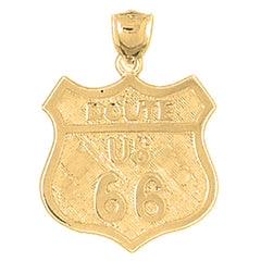 Yellow Gold-plated Silver U.S. Route 66 Pendant