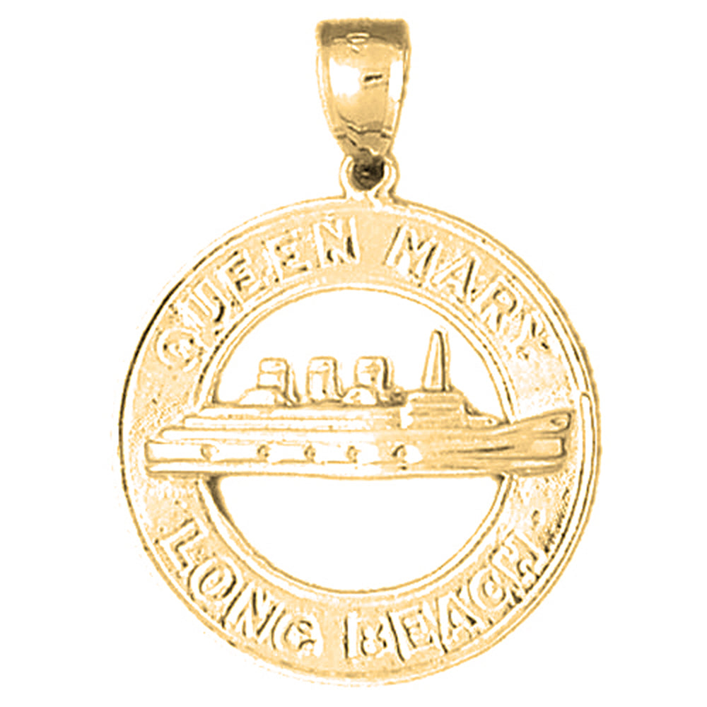 Yellow Gold-plated Silver Queen Mary, Long Beach Pendant