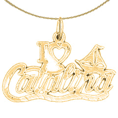 Sterling Silver I Love Catalina Pendant (Rhodium or Yellow Gold-plated)