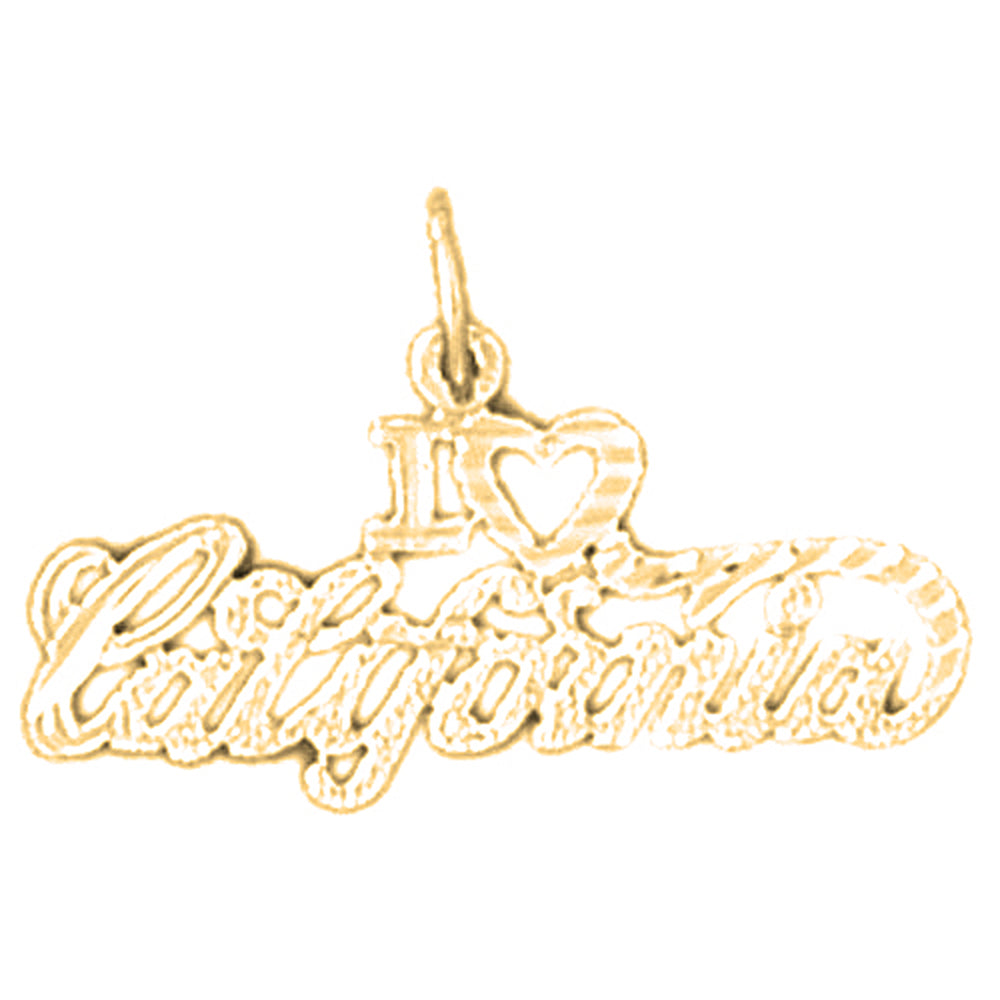 Yellow Gold-plated Silver I Love California Pendant