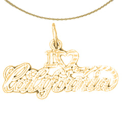 Sterling Silver I Love California Pendant (Rhodium or Yellow Gold-plated)