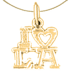 Sterling Silver I Love La Pendant (Rhodium or Yellow Gold-plated)