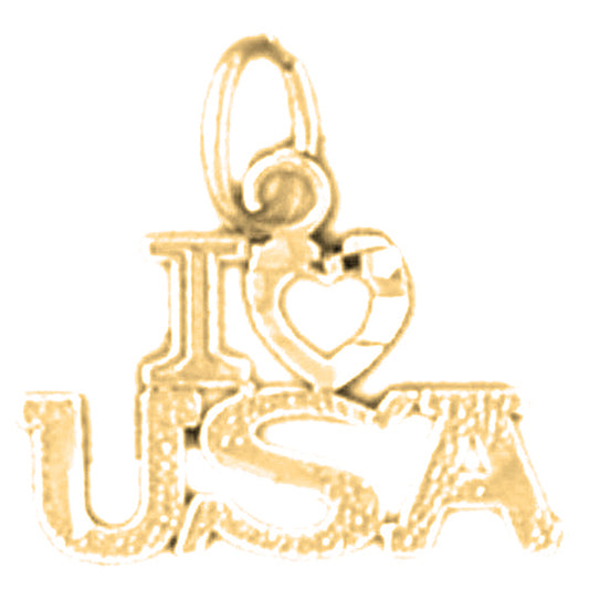 Yellow Gold-plated Silver I Love Usa Pendant