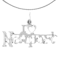 Sterling Silver I Love Newport Pendant (Rhodium or Yellow Gold-plated)