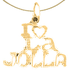 Sterling Silver I Love La Jolla Pendant (Rhodium or Yellow Gold-plated)
