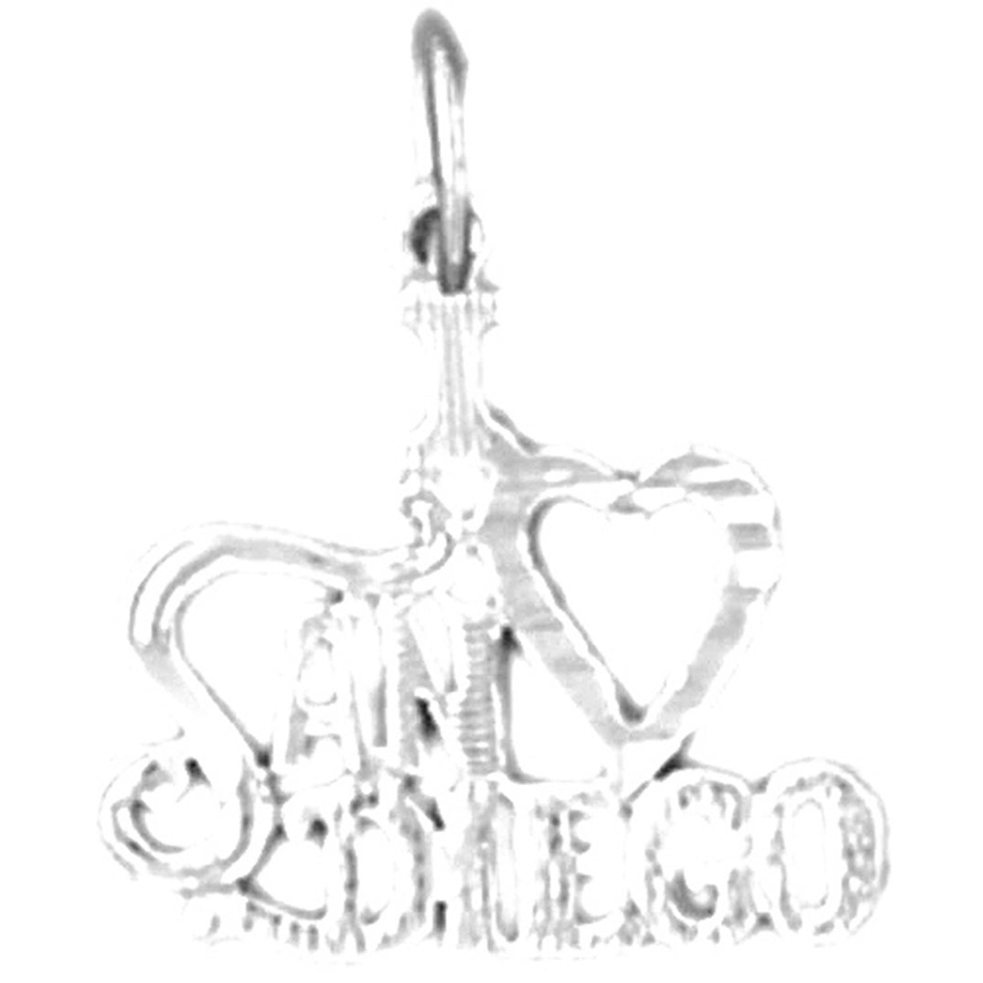 Sterling Silver I Love San Diego Pendant
