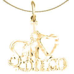 Sterling Silver I Love San Diego Pendant (Rhodium or Yellow Gold-plated)
