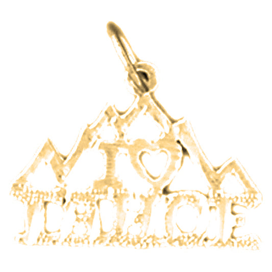 Yellow Gold-plated Silver I Love Tahoe Pendant