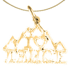 Sterling Silver I Love Tahoe Pendant (Rhodium or Yellow Gold-plated)
