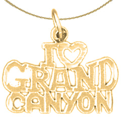 Colgante I Love Grand Canyon de plata de ley (bañado en rodio o oro amarillo)