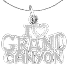 Sterling Silver I Love Grand Canyon Pendant (Rhodium or Yellow Gold-plated)